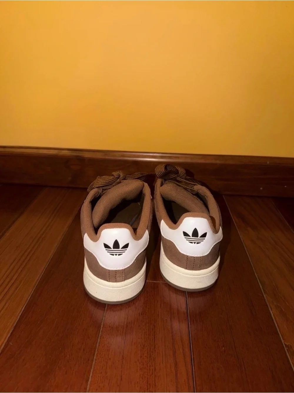 adidas Brown Suede Sneakers with White Stripes